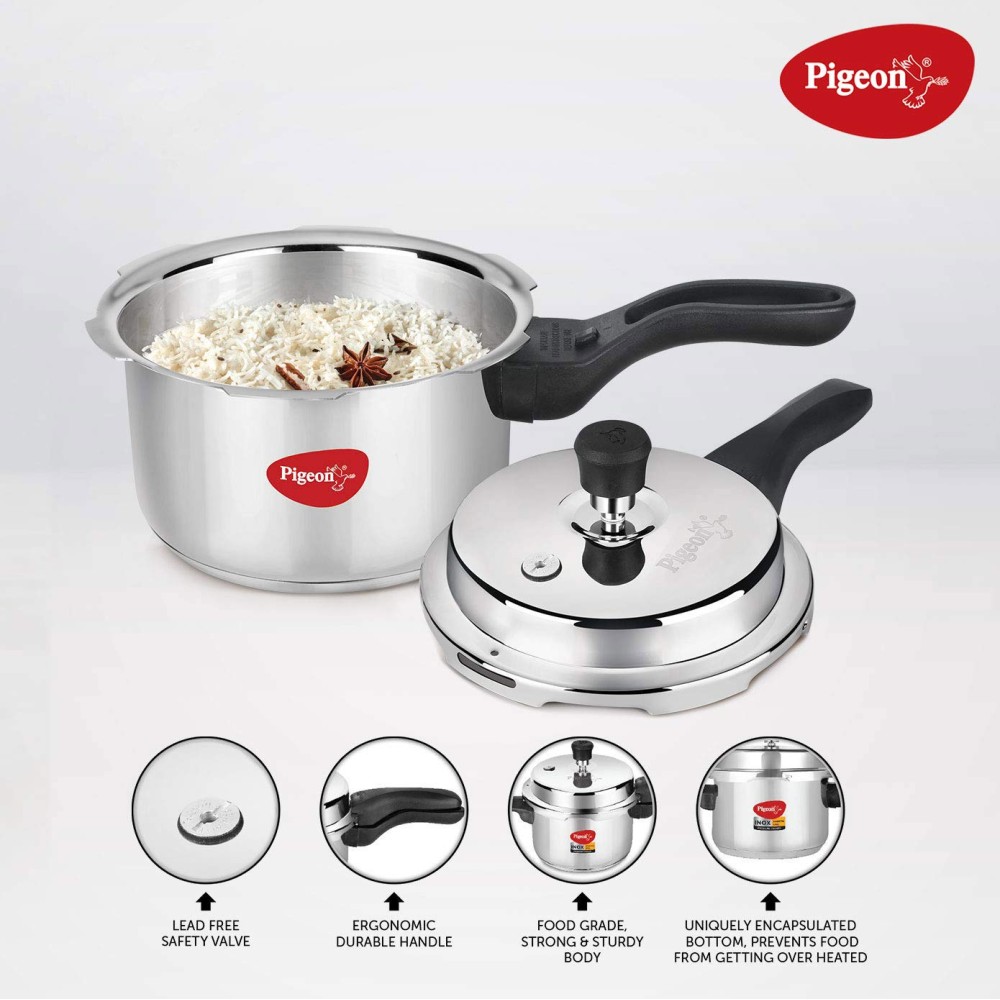 Pigeon Stainless Steel Pressure Cooker Combo with Induction Base, Outer